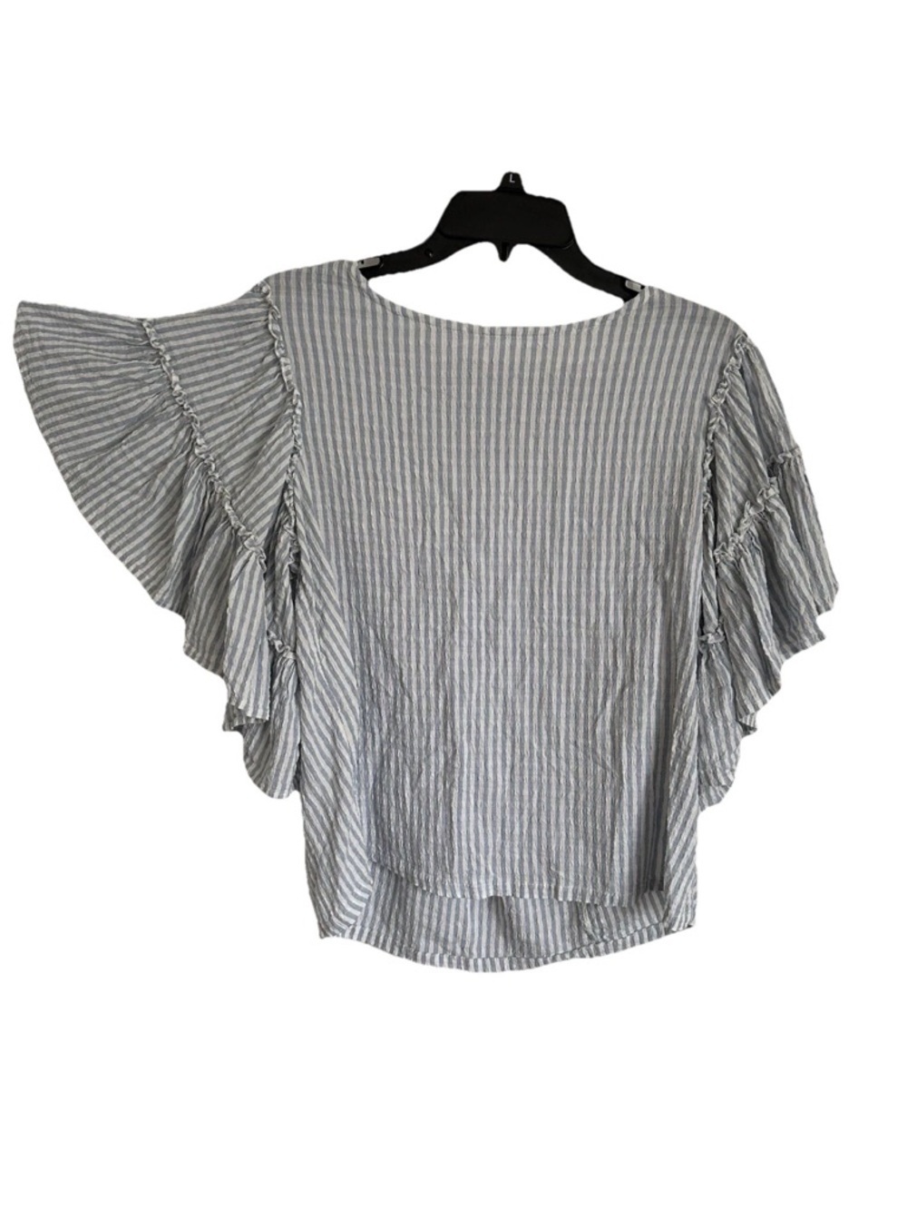 Chelsea & Theodore Womens S Top Tiered Ruffle Seersucker Cottage  Boho Nautical